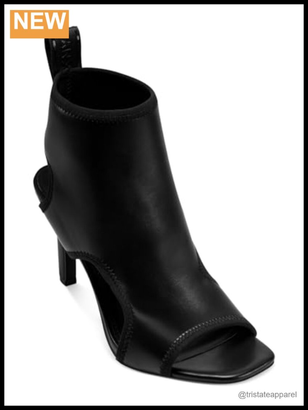 Leather Ankle Bootie Block Heel Peep Toe Zipper